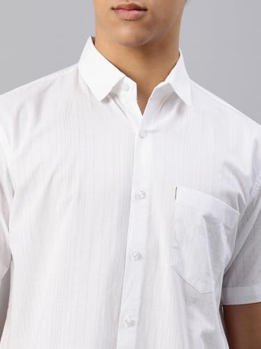 Image of Majestic Man Men's Pure Cotton Dobby Weave Checks Slim Fit Half Sleeve Casual Shirt
