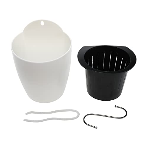 Mono-Gatari 7 Pack Self Watering Hanging Planters White Plastic Wall Hanging Planter Pot With 7 Hooks 5 Inch Lazy Flower Pot Succulent Plants For Indoor Outdoor Garden Fence, Porch, Wall(5Inch) #TOP3