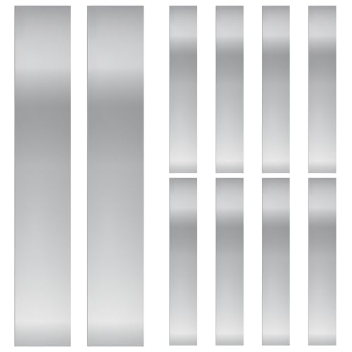 Glarks 10pcs L x W x T 6.1 x 0.98 x 0.002’’ Rectangular Shim Stock Assortment, 304 Stainless Steel Strips, Silver Shim Stock Sheet for Kitchen Trim Gap Filler/DIY/Industrial Use