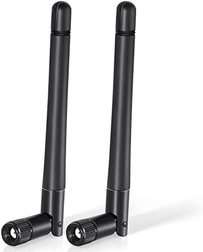 Bingfu WiFi Antenna RP-SMA WiFi Aerial 2.4GHz 5GHz 5.8GHz 3dBi MIMO RP-SMA Male Antenna (2-Pack) for WiFi Router Wireless Network Card USB Adapter Security IP Camera Video Surveillance Monitor