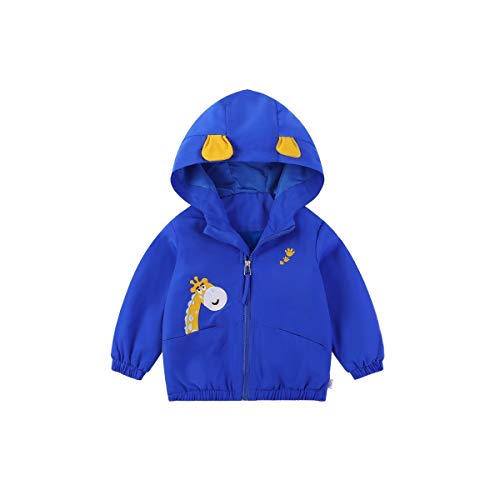 Toddler Kids Baby Grils Boys Jacket Giraffe Embroidery Velvet Warm Hooded Baby Coat (Blue,6-7T)