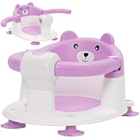 Badewannensitz Baby ab 6-24 monate Badesitz Baby mit 4 Starken Saugnäpfen Ergonomisch Rückenlehne und 360° Rundumschutz Rutschfeste Sicherer Duschsitz Geschenke für Kleinkinder und Neugeborene Violett