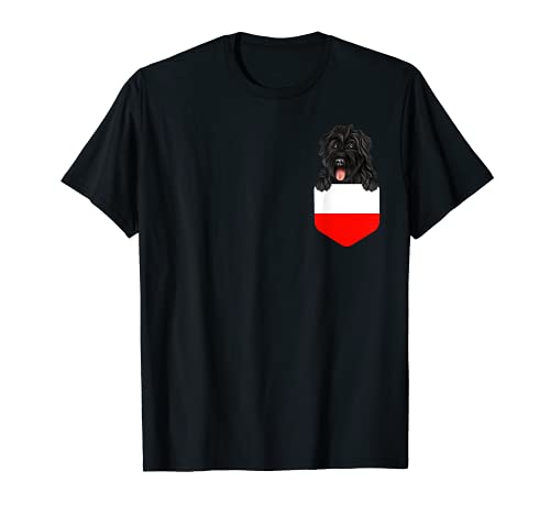 Poland Flag Bouvier des Flandres Dog In Pocket T-Shirt, Black
