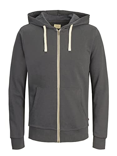 JACK & JONES JJEHOLMEN Sudadera con Capucha y Cremallera para Hombre Noos 12136884, Gris Asfalto Reg Fit, M