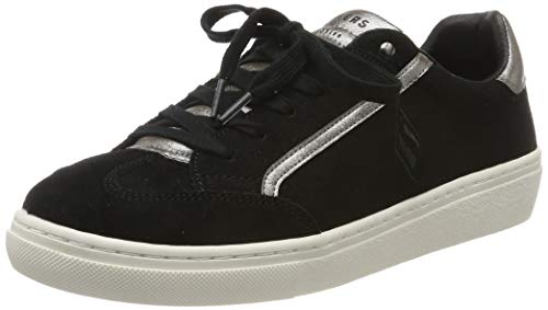 Skechers Goldie-Pop Shine, Zapatillas para Mujer, Negro (Black Suede/Pewter Duraleather Trim Bkpw), 36 EU