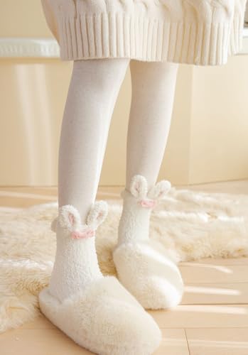 Image of Violet Mist Women Funny Fuzzy Bunny Socks Cute Rabbit Fluffy Non-slip Grip Socks Warm Slipper Sock Easter Gifts Girls
