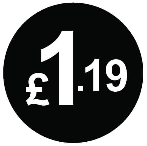 £ Black Price Stickers - 20mm, £1.19, 500 — image 1