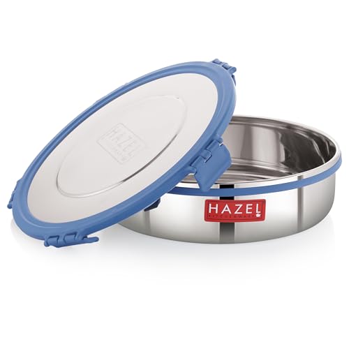 Image of HAZEL Stainless Steel Flat Khakra & Papad Storage Container, 1850 Ml, Airtight Dabba, Silver