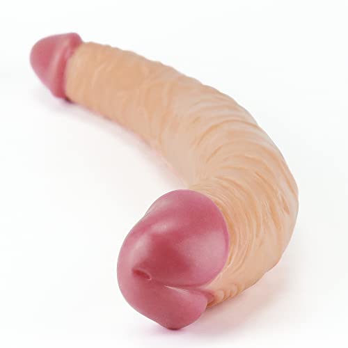 Lovetoy Double-Ended Dildo 14" Realistic Strapless Dildo With Two Different Size Head, Double Sided Dildo For Women Lesbian Couple Anal Vaginal G Spot Pleasure, Sex Toy Adult Flexible Penetration #TOP2