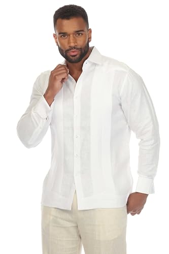 Mojito Men’s 100% Linen Wedding Shirt – Framed Pleat Guayabera Chacabana with French Cuffs2