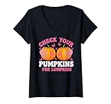 Photo Gallery donna check your pumpkins women breast cancer awareness halloween maglietta con collo a v Photo Gallery donna check your pumpkins women breast cancer awareness halloween maglietta con collo a v