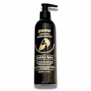 Beard & Moustache Cleanser Conditioner with Argan Almond Oil Exotic Sandalwood & Vanilla Gently Washes Beard Odour Softens Hair Cleanses Skin Vegan Natural Hydrating Shaving & Grooming 250ml