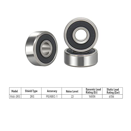 Focmkeas R4A-2RS 10 Pcs Deep Groove Ball Bearing Id 1/4"×Od 3/4"×Width 9/32 Inch Double Black Rubber Sealed Ball Bearing Chrome Steel P0 Z2 Bearing thumb #3