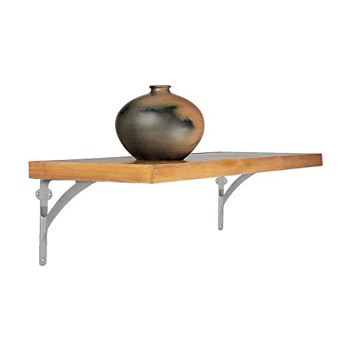 [Set Of 2] Shelf Brackets For 8", 10", 12" Shelves - Brushed Nickel Finish - 9.88" X 7.38" - Heavy Duty Brass Shelf Bracket - L Brackets For Wall Shelves - Easy To Install - Hardware Included #TOP3