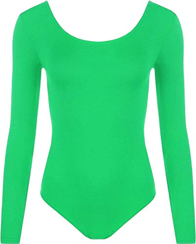 WearAll - Damen Body elastisch Langarm Bodysuit Top - Jade -...