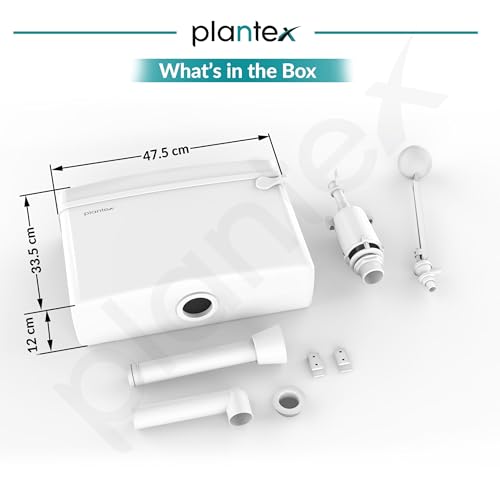 Image of Plantex Polypropylene Toilet Flush Tank /Flush Tank for Toilet with 10 LTR Water Capacity /Side Lever Cistern for Bathroom - Pack of 1 (White)