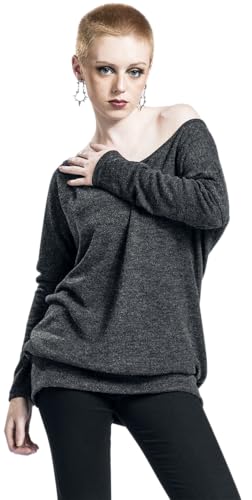 Rock Rebel By Emp Donna Maglia A Maniche Lunghe Nera Con Effetto Maglia Xxl - 2