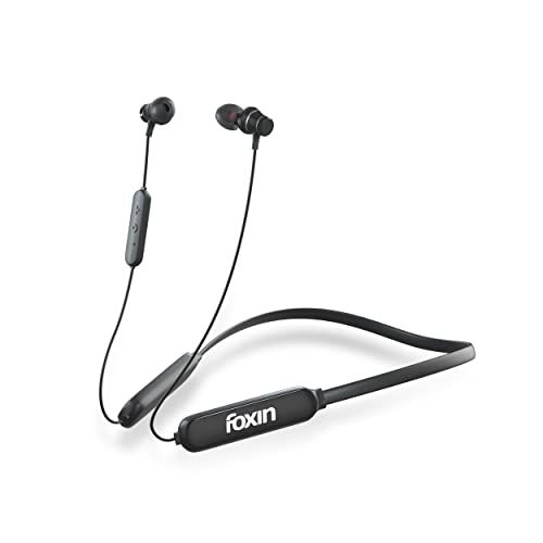 Image of Foxin FoxBeat 205 Bluetooth V5.0 Wireless Headphones with Hi-Fi Stereo Sound, 60Hrs Playtime,in Line Mic Neckband, Sweat-Resistant Magnetic Earbuds, Voice Assistant & Mic, Made in India