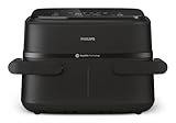 Philips Dual Basket Airfryer 1000 Series - 7.1L Mega Draw or Dual 3.5L+3.5L cooking zone, RapidAir Technology, 10 Cooking Functions, 90% Less Fat, Compact Design, (NA154/09)
