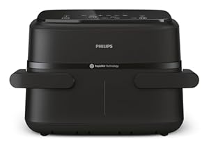 Philips Dual Basket Airfryer 1000 Series - 7.1L Capacity, RapidAir Technology, 10 Cooking Functions, 90% Less Fat, Compact Design, HomeID Recipe App (NA154/09), Black