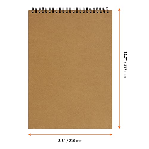 SINJEUN 4 Pack A4 Sketchbook Drawing Pad, A4 Spiral Sketch Book - Image 2
