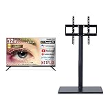 【セット買い】 [山善] 32型 チューナーレス テレビ Google TV フルハイビジョン Bluetooth USB 壁掛け VESA対応 アンテナ接続不要 QRK-32TL2K + 壁寄せ テレビスタンド ブラック LTS-55(BK)
