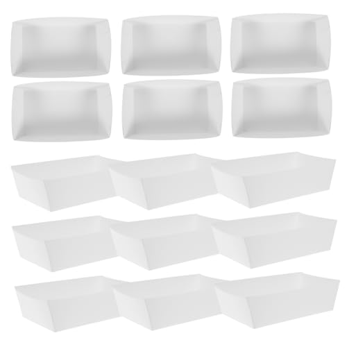 OUNONA 100Pcs Boat Shaped Paper Frying Food Boxes Oil Container for Snacks French Fries Popcorn and Fried Foods Space Saving Stacked Design for Outdoor Picnics and Parties