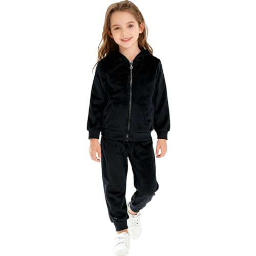 Image of Toddler Girls Boy Clothes Set Fleece Hooded Outfits Casual Sweatsuits Kids Jogger Tracksuits 6M-12Y