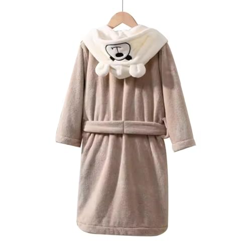 Image of DIVYAM Unisex Kids Bathrobe for 6-12 Years - 425 GSM Double Sided Soft Fleece Coral Velvet Material | Brown Hooded with White Bear | Lightweight & Quick Dry | Ideal for Bath, Pool & Beach