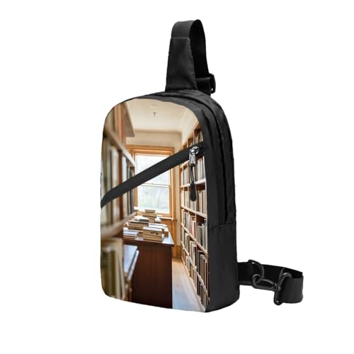 Book Room Library Print Men's and Women's Foldable Crossbody Bag,Sports Crossbody Bags,and Daily Chest Bags2