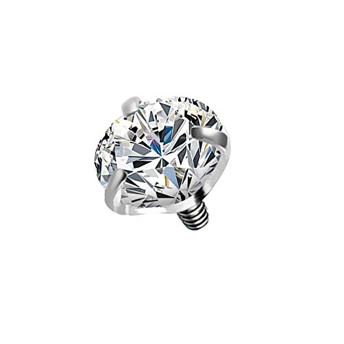 COCHARM 3mm Dermal Piercing Jewelry 14G/16G G23 Solid Titanium Dermal Tops Cubic Zirconia Dermals