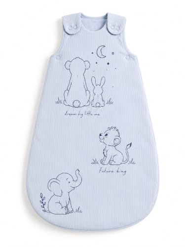 Image of TuddyBuddy Baby Cotton Wearable Quilted Sleeping Bag Blanket 1.5 Tog with 2 Way Zipper Closure | Ideal for Babies & Kids Hypoallergenic Fabrics | (Lions's Family - Sky Blue, 0-6 Months)