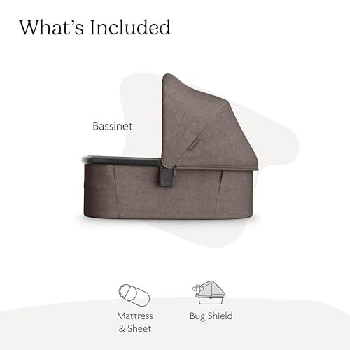 Image of UPPAbaby Bassinet V3 - Compatible with Vista, Cruz, Ridge Strollers - Overnight Sleep Solution - Mattress, Sheet and Bug Shield Included - Owen (Mocha Melange)