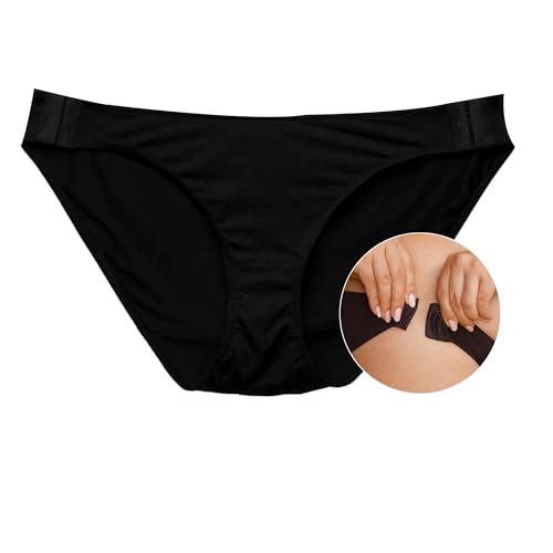 Slick Chicks Women’s Signature Brief Panty - Post Surgery Underwear (M,Black)