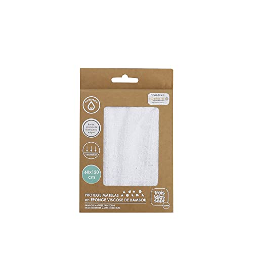 Protège-matelas bébé 60x120 cm en bambou imperméable blanc