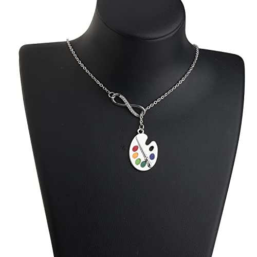 Bauna Paint Palette Necklace Paint Brush Lariat Y Necklace Art Jewelry For Women Art Teacher Gift (Paint Brush Lariat Y Necklace) #TOP2