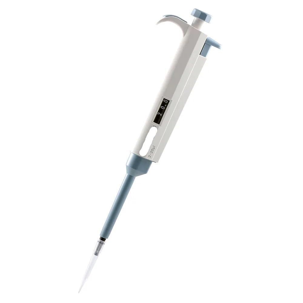 1 Stück mechanische Pipette mit einstellbarem Volumen – Einkanalpipette mit 200 Spitzen – for präzise Laborarbeiten(5-50ul)