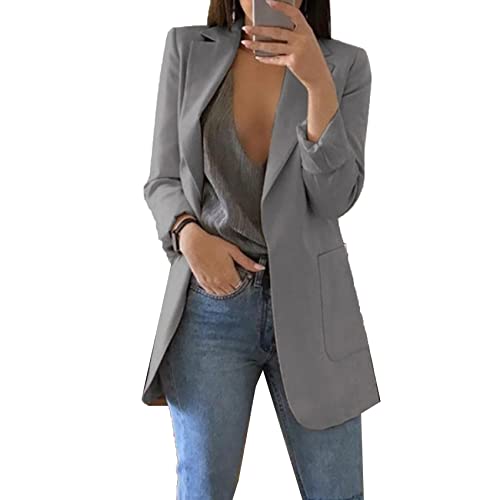 KeYIlowys Casual Traje Solapa Slim Cardigan Temperamento Traje Chaqueta Mujer Primavera Y OtoñO Cover