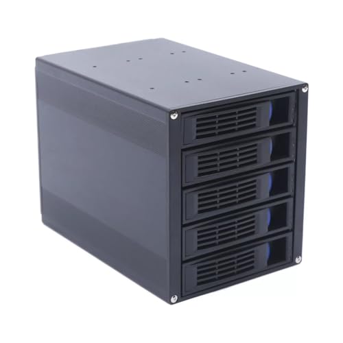 DELOPVIO 5 Bay Hot Swap Cage Removable, HDD Enclosure Hot Swap Cage, 3 x 5.25 HDD Enclosure Hot Swap Cage Hard Disk Enclosure Hot Swap Cage, 5X SATA 3.5"/2.5" SAS HDD