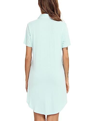 Image of Pjmlifecoco Nightgown for Women Button Down Sleepshirt Short /Long Sleeve Nightdress Soft Modal Sleepwear S-XXL