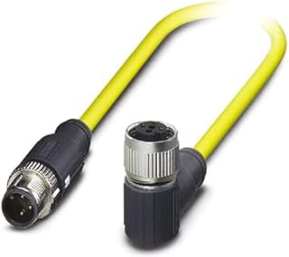 PHOENIX CONTACT SAC-3P-MS/0.5-542/FRSH SCO BK - Cable para sensor y actuador (3 pines, apantallado, codificación A, 0,5 m de longitud, conector M12, recto, color amarillo