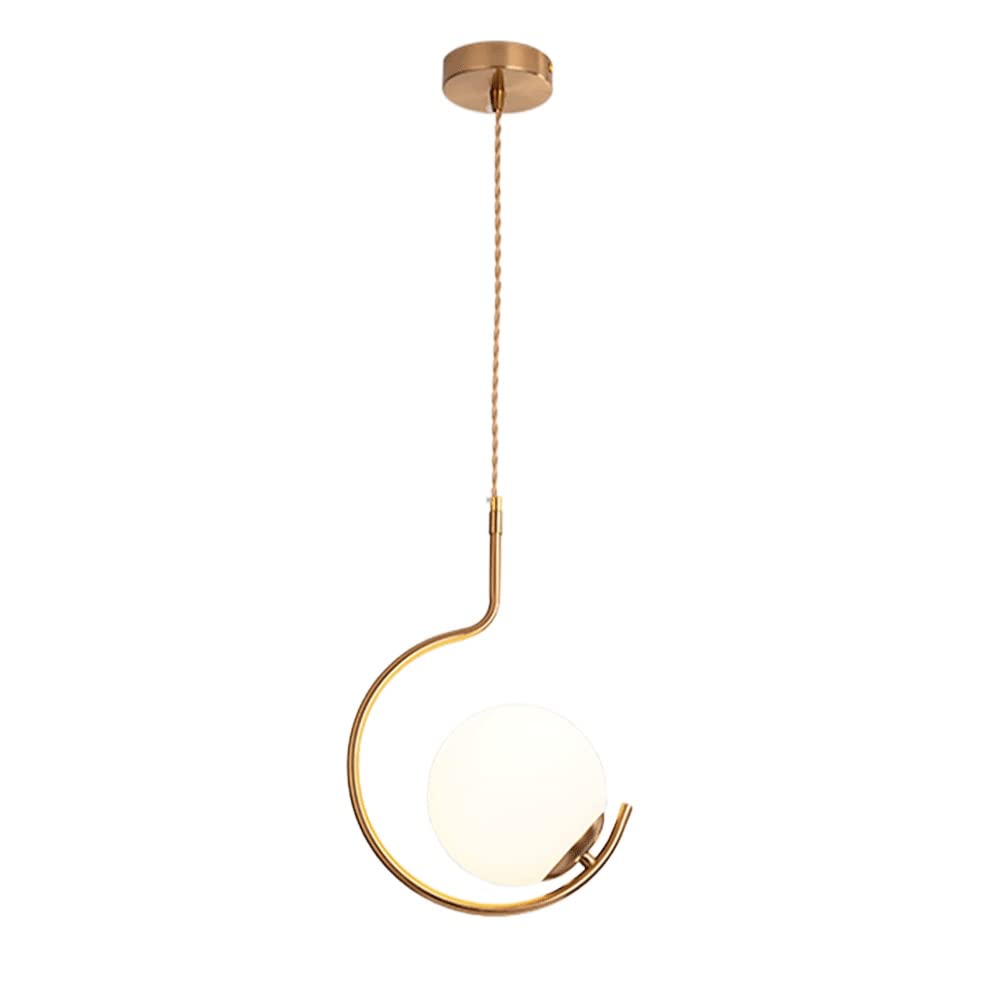 Luces colgantes lineales doradas E27, lámpara minimalista moderna con bola de vidrio