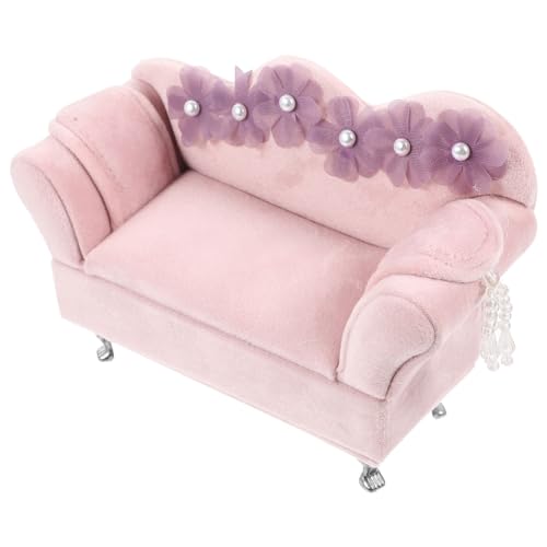 NUOLUX ジュエリーボックス アクセサリー収納ケース 鏡付き かわいい ソファーの形 ベロア アクセサリー イヤリング ネックレス 指輪収納 ジュエリーケース 小物ボックス 多機能 装飾 置物 アクセサリーボックス 18.5X13X7cm