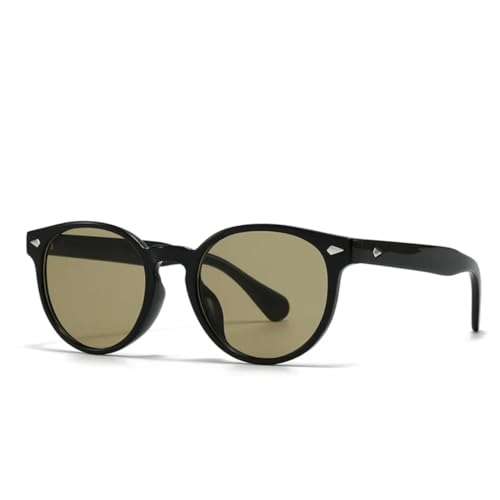 Fashion Round Sunglasses Men Shades Uv400 Retro Rivets Women Trending Yellow Sun Uv400