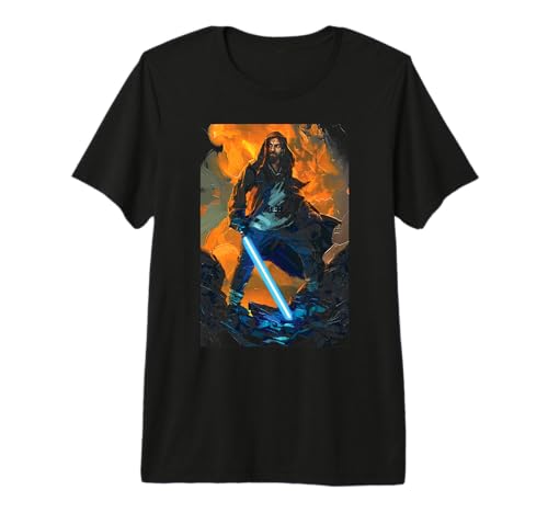 T-shirt Star Wars Obi-Wan Kenobi imprimé sabre laser vêtement premium geek
