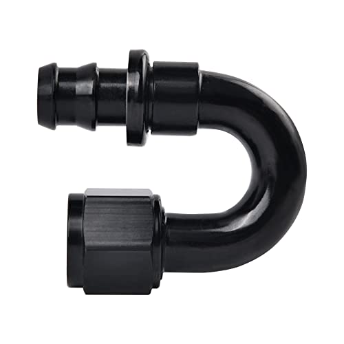 Image of EVIL ENERGY 8AN 180 Degree Push Lock Hose Fitting End Black