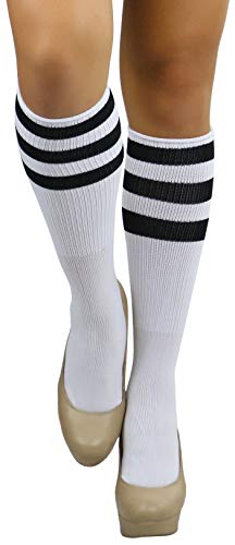 Image of ToBeInStyle Women's Premium Below Knee Athletic Socks w /Contrasting Wide Stripes