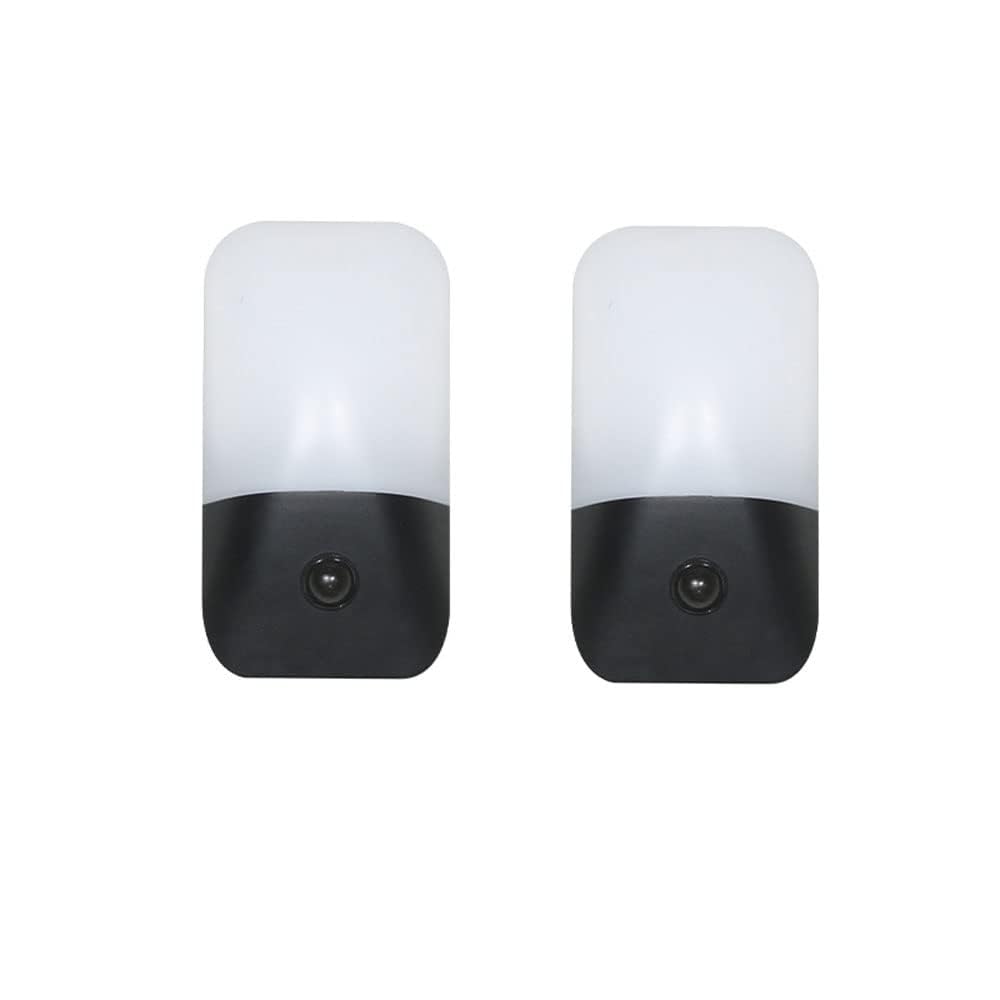 20 cm zewnętrzna lampa ścienna patio 2-pak LED 12 W czujnik ruchu kinkiet czarne wykończenie akrylowy klosz wodoodporny odporny na rdzę lampa zewnętrzna zewnętrzna przednia ganek montaż