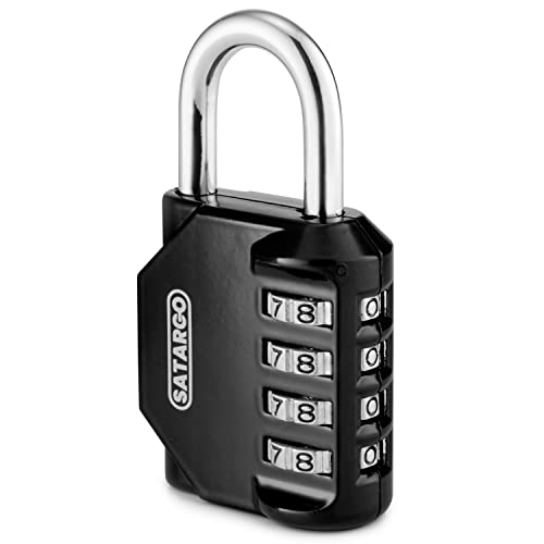 Image of 4 Digit Combination Lock for Locker Room Lock - Cut Resistant Gym Locker Lock with Code - Indoor Outdoor Padlock Small Combo Lock (Black)