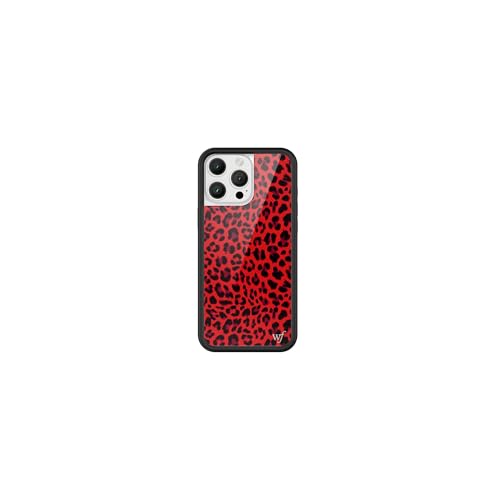 Image of Wildflower Cases - Compatible with iPhone 16 Pro Max | Protective Black Bumper, 6.5ft Drop Test Certified, Women Owned Small Business | Leopard Animal Print Cheetah Dainty Cute Trendy | Red Meow